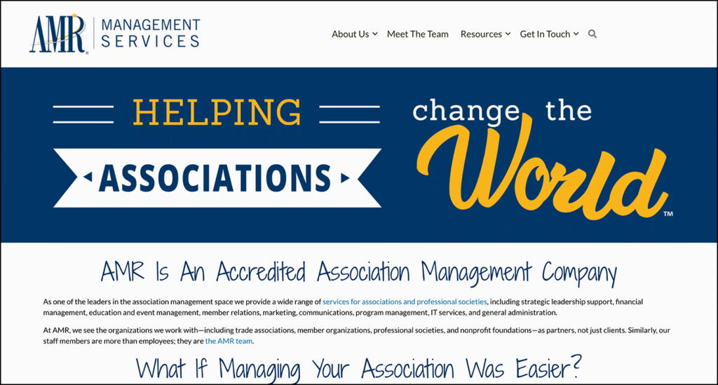 Screenshot of AMR’s homepage.