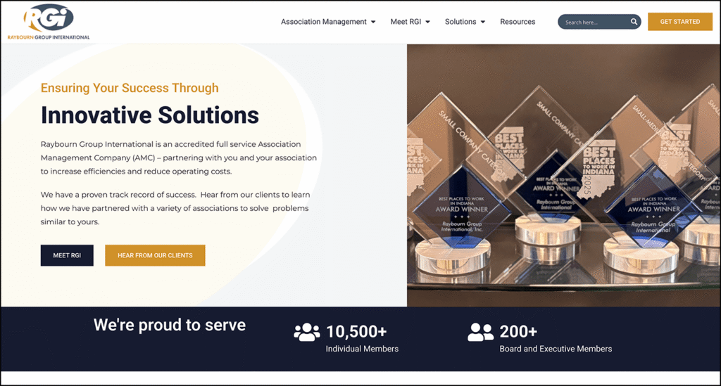 Screenshot of RGI’s homepage.