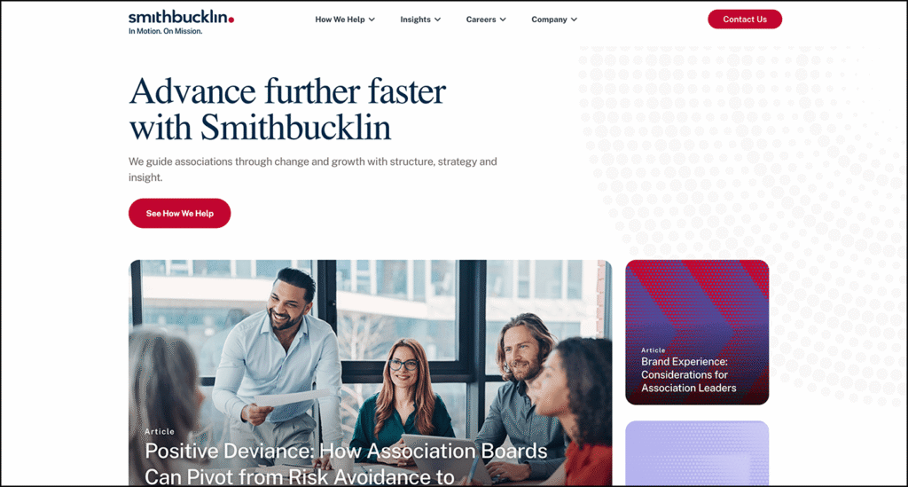 Screenshot of Smithbucklin’s homepage.