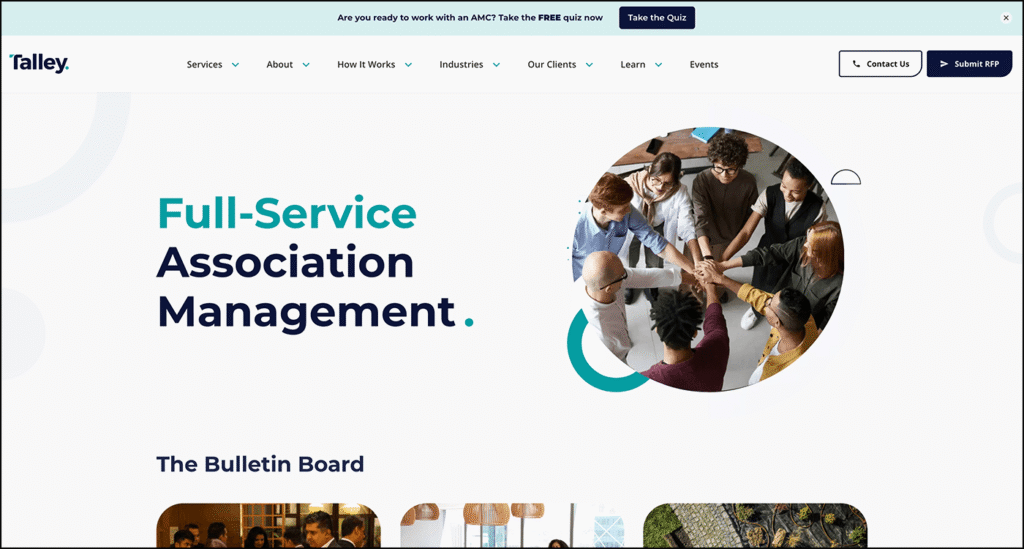 Screenshot of Talley’s homepage.